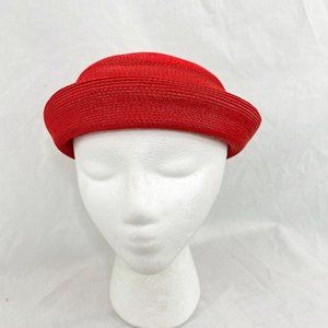 Vintage Red 60s Bowler Cloche Hat